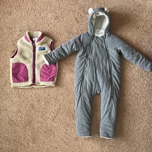12-18 month Patagonia Vest and Gap snowsuit